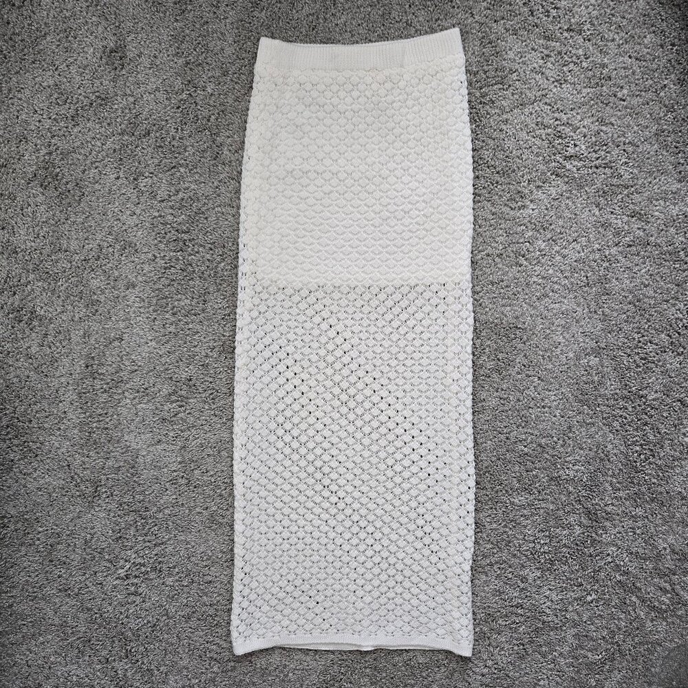 Olive + Oak Crochet Maxi Skirt Women's Pull On Lined Upper See Through Knit S